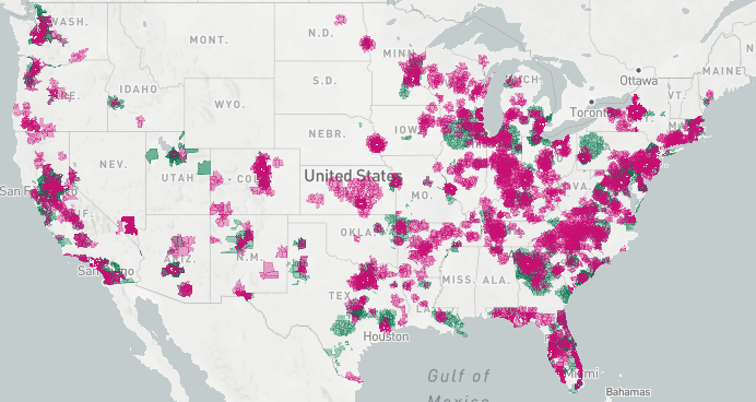 Pickup coverage map.